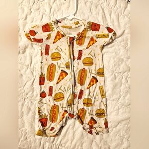 Little Sleepies White and Yellow Food Print Footie